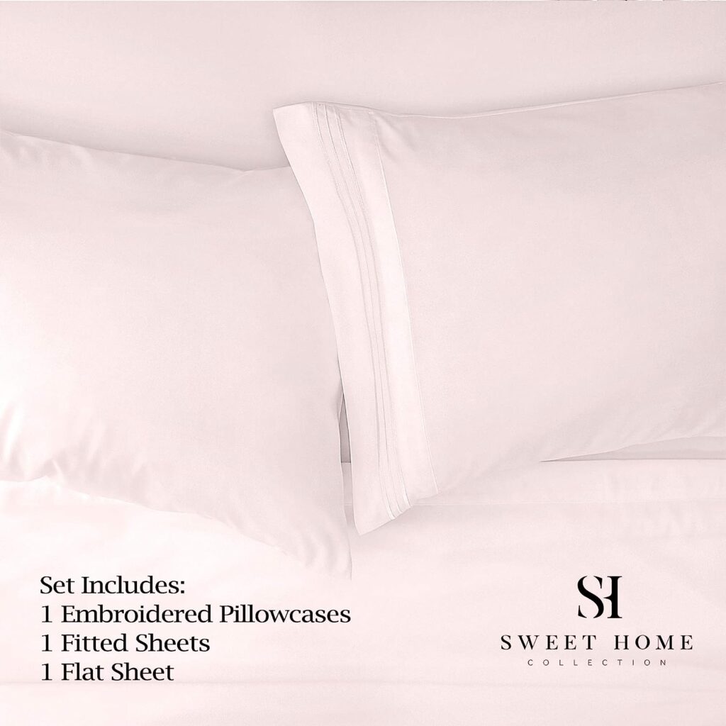 1500 Supreme Collection Twin Sheet Sets Pale Pink - 3 Piece Bed Sheets and Pillowcase Set for Twin Mattress - Extra Soft, Elastic Corner Straps, Deep Pocket Sheets, Twin Pale Pink