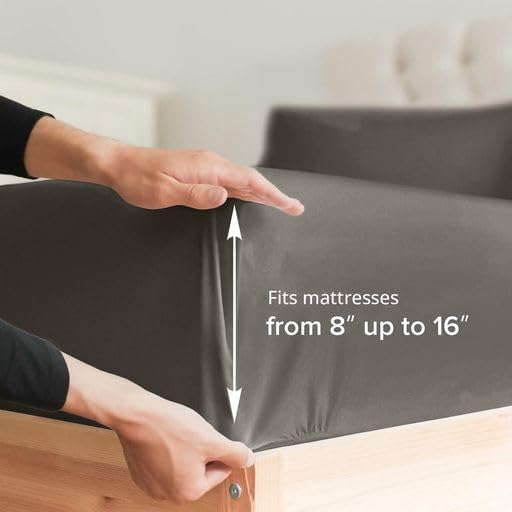 King Size Sheet Set - Breathable  Cooling - Hotel Luxury Bed Sheets - Extra Soft - Deep Pockets - Easy Fit - 4 Piece Set - Wrinkle Free - Comfy - Dark Grey Bed Sheets - Kings Sheets - Fitted Sheets