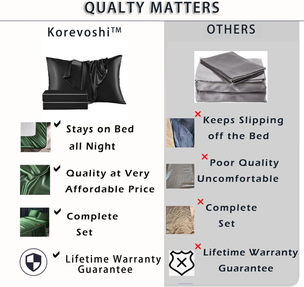 Koreyoshi 4 Pcs Satin Sheets Queen - Luxury Silk Silky Super Soft Extra deep Pocket Queen Sheet Sets - Wrinkle  Fade Free - Deep Pocket Fitted Sheet, Flat Sheet, Pillow Cases (Olive Green, Queen)