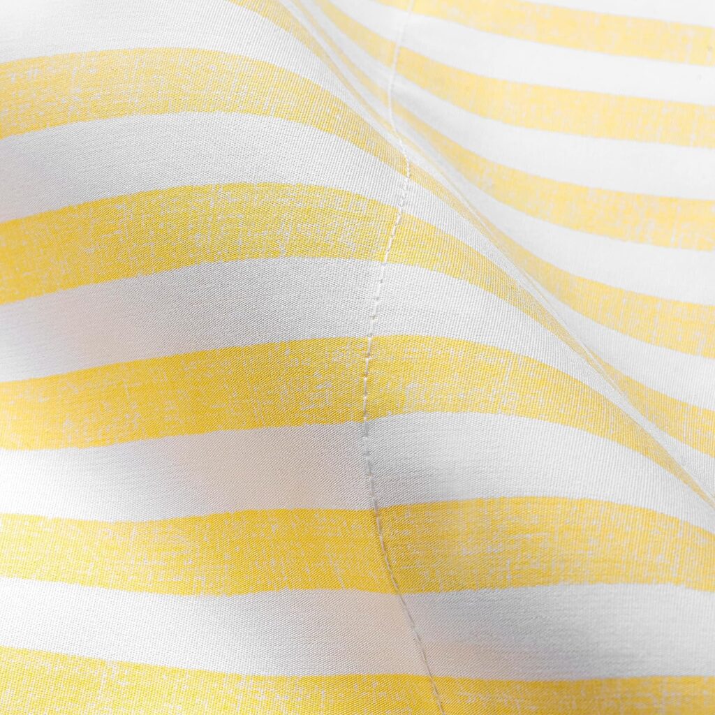 MARTHA STEWART Gilles Stripe Queen Sheet Set - 4 Piece | 100% Cotton | 300 Thread-Count, Wrinkle Resist, Smooth  Soft, Deep Pocket| 1 Flat, 1 Fitted, 2 Pillowcases | Popcorn Yellow