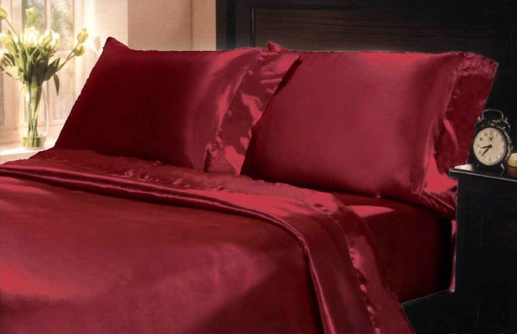 Mk Collection 4pc Soft Silky Satin Solid Color Deep Pocket Sheet Set (Red, Queen)