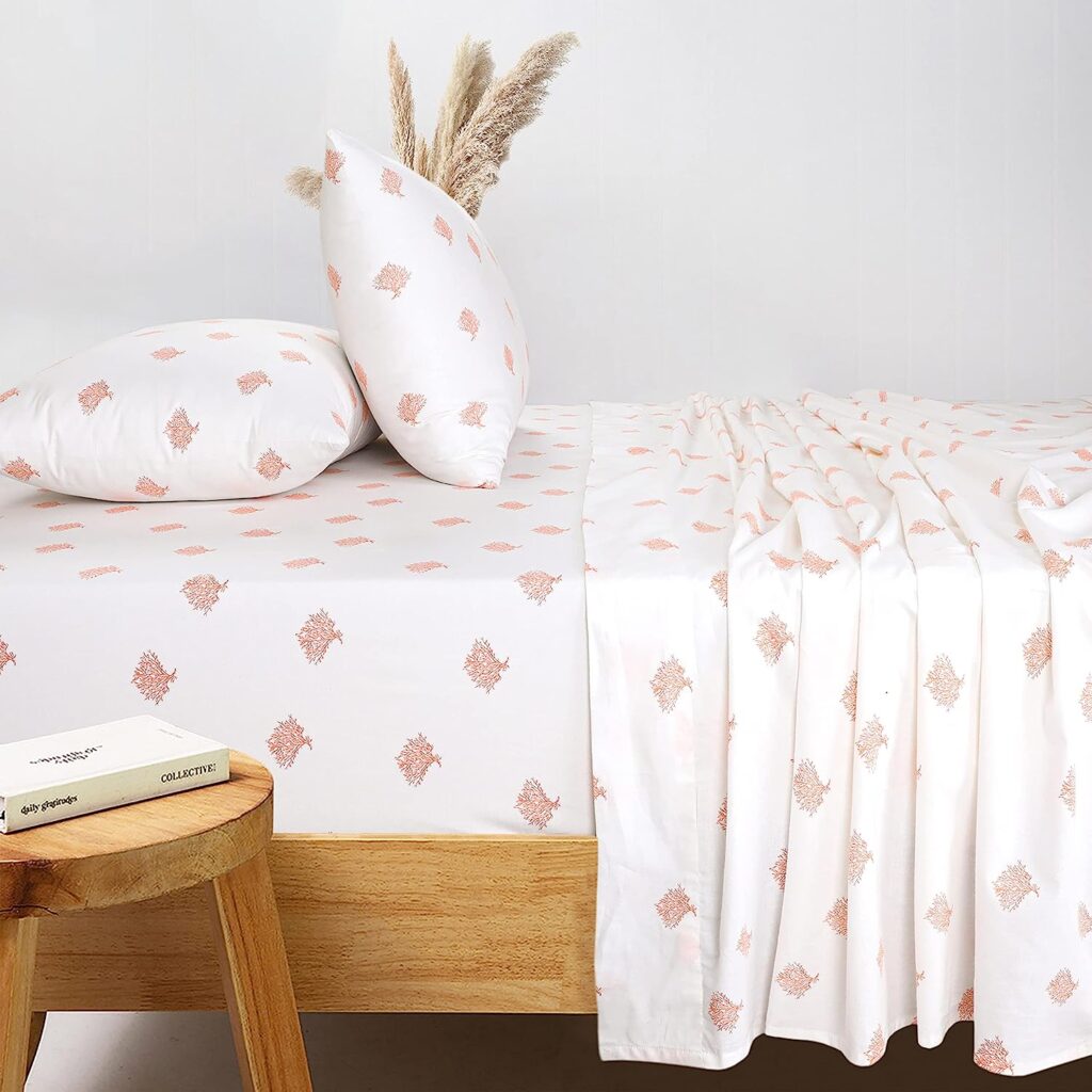 Sleepdown 3 Piece 100% Cotton Sheet Set - Twin XL, Coral  Coral