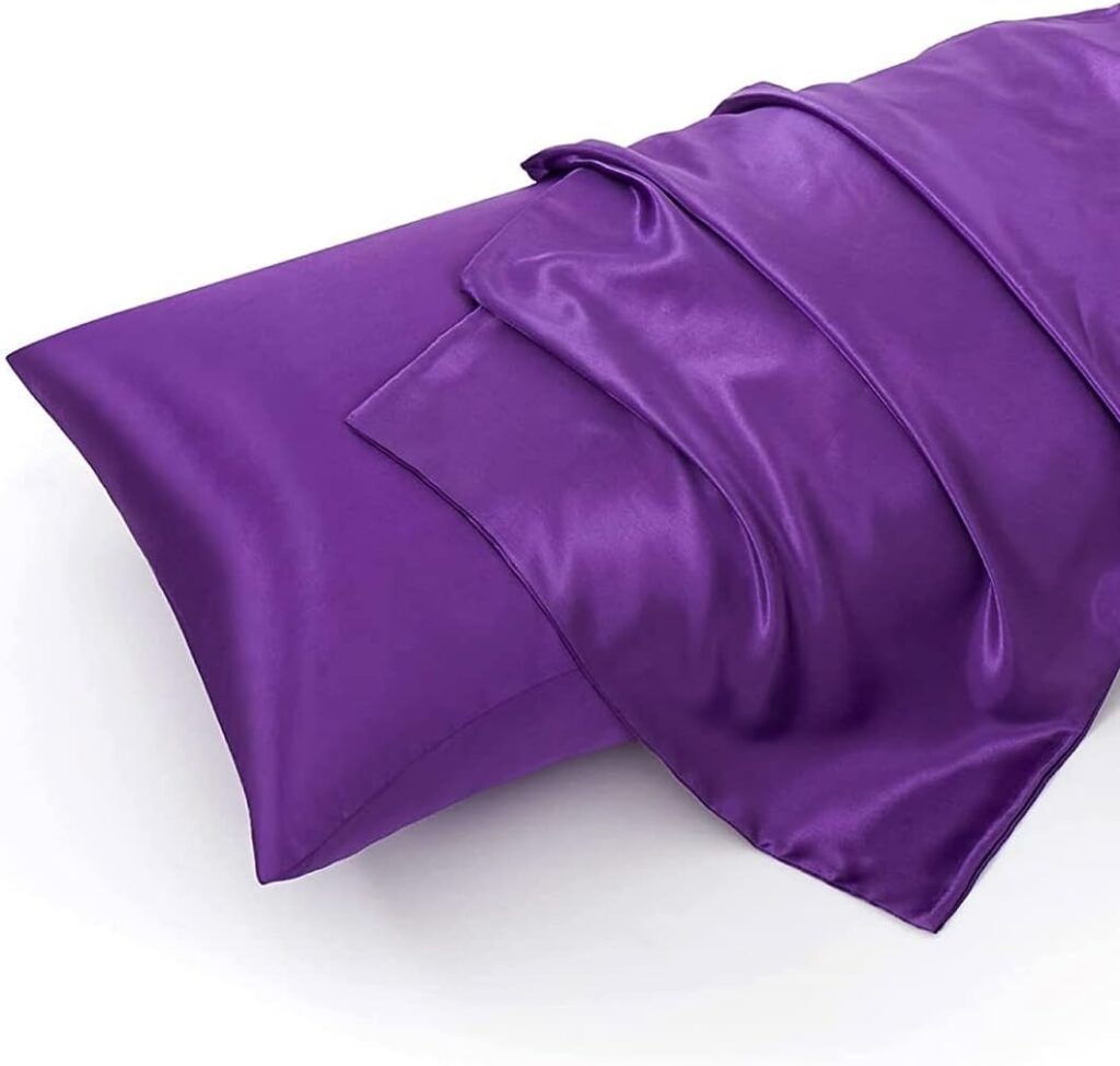 wavveUziz Satin Sheets Full Size Purple Satin Bed Sheet Set 16 Deep Pocket Silky Satin Sheet Set with 1 Fitted Sheet, 1 Flat Sheet and 2 Pillow Cases- Wrinkle, Fade, Stain Resistant- 4 Piece