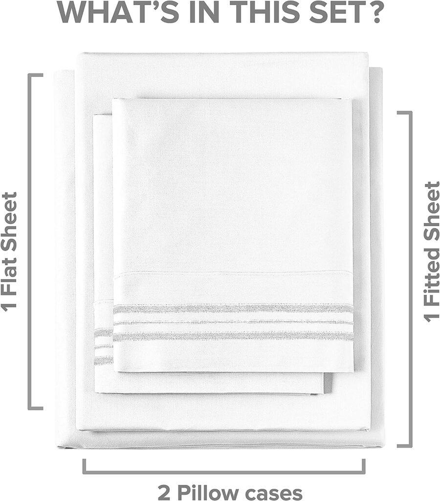 400 Thread Count Cotton Sheets - Cotton Sheets Full Size - 4 Piece Sheet Set - Full Extra Deep Pocket Sheets - Extra Deep Fitted Sheet Set - Cotton Sheets Full - Crisp Cotton (Full, White)