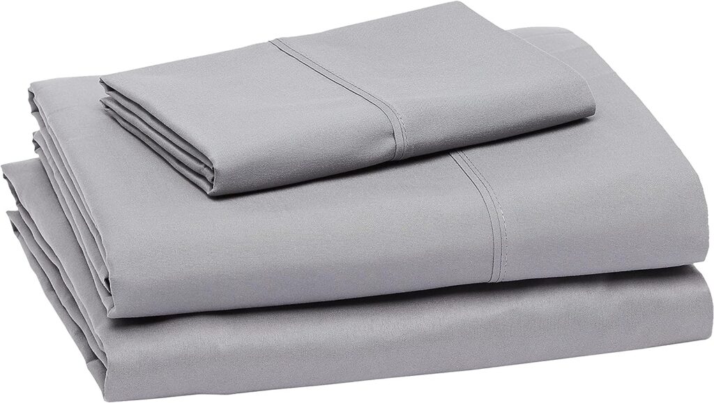 Amazon Basics Lightweight Super Soft Easy Care Microfiber 3-Piece Bed Sheet Set with 14-Inch Deep Pockets, Twin, Dark Gray, Solid