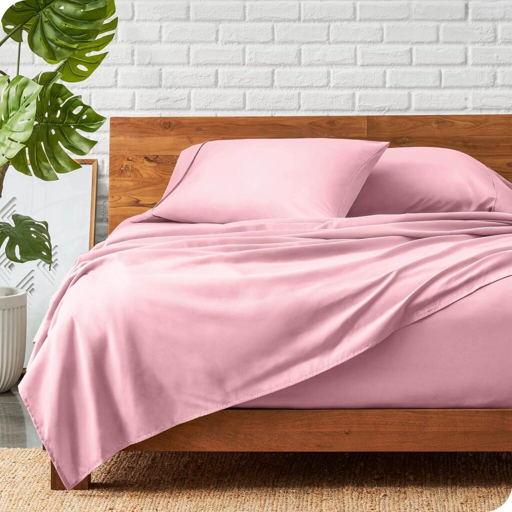 Bare Home Twin XL Sheet Set - College Dorm Size - Luxury 1800 Ultra-Soft Microfiber Twin Extra Long Bed Sheets - Deep Pockets - Easy Fit - Extra Soft - 3 Piece Set - Bed Sheets (Twin XL, Light Pink)