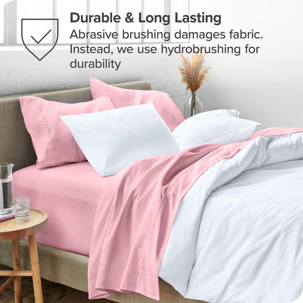 Bare Home Twin XL Sheet Set - College Dorm Size - Luxury 1800 Ultra-Soft Microfiber Twin Extra Long Bed Sheets - Deep Pockets - Easy Fit - Extra Soft - 3 Piece Set - Bed Sheets (Twin XL, Light Pink)