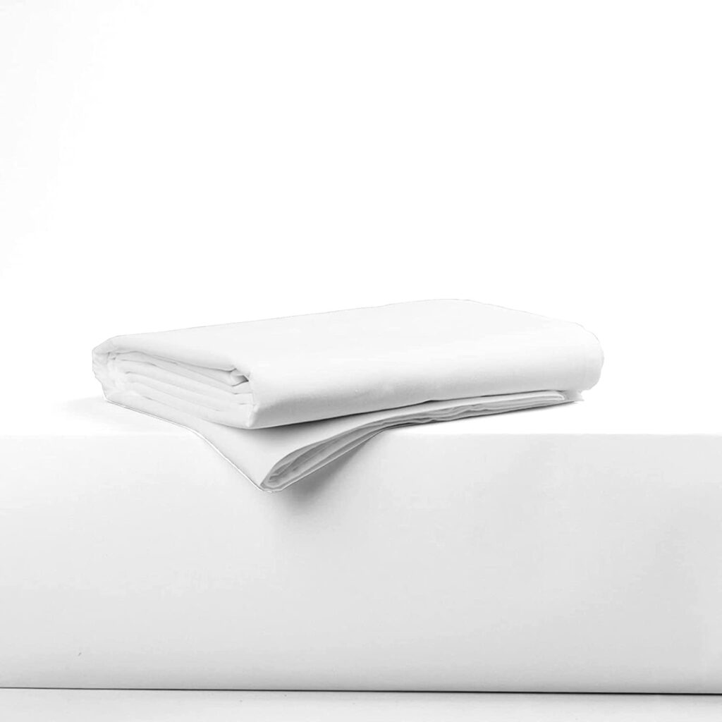 Color Sense 100% Cotton Queen Size Flat Sheet White, Hotel Quality, Flat Sheets Only Queen Size, Cool  Breathable Percale Flat Bed Sheets Queen, Light  Comfortable, Queen Top Sheets - White