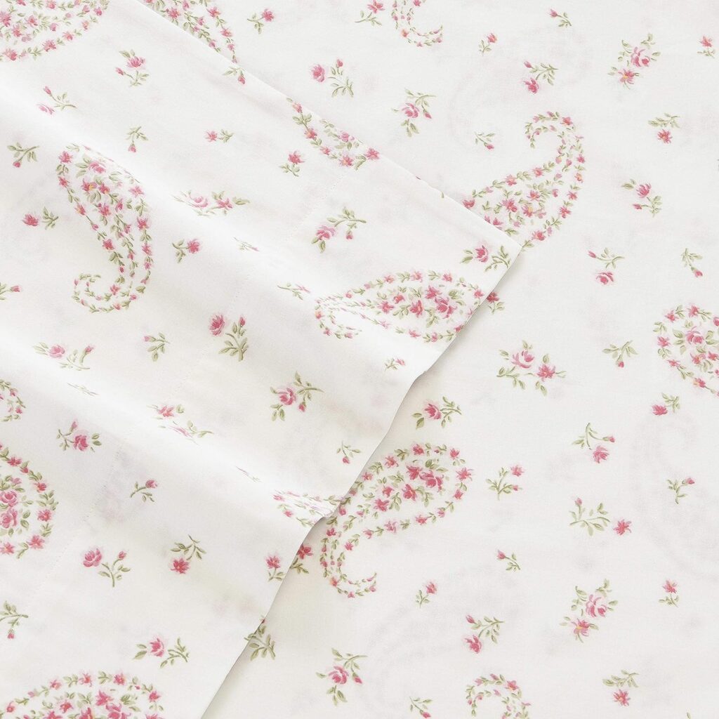 Laura Ashley Home Sateen Collection Bed Sheet Set - 100% Cotton, Silky Smooth  Luminous Sheen, Wrinkle-Resistant Bedding, 4 Pieces, Queen, Bristol Paisley