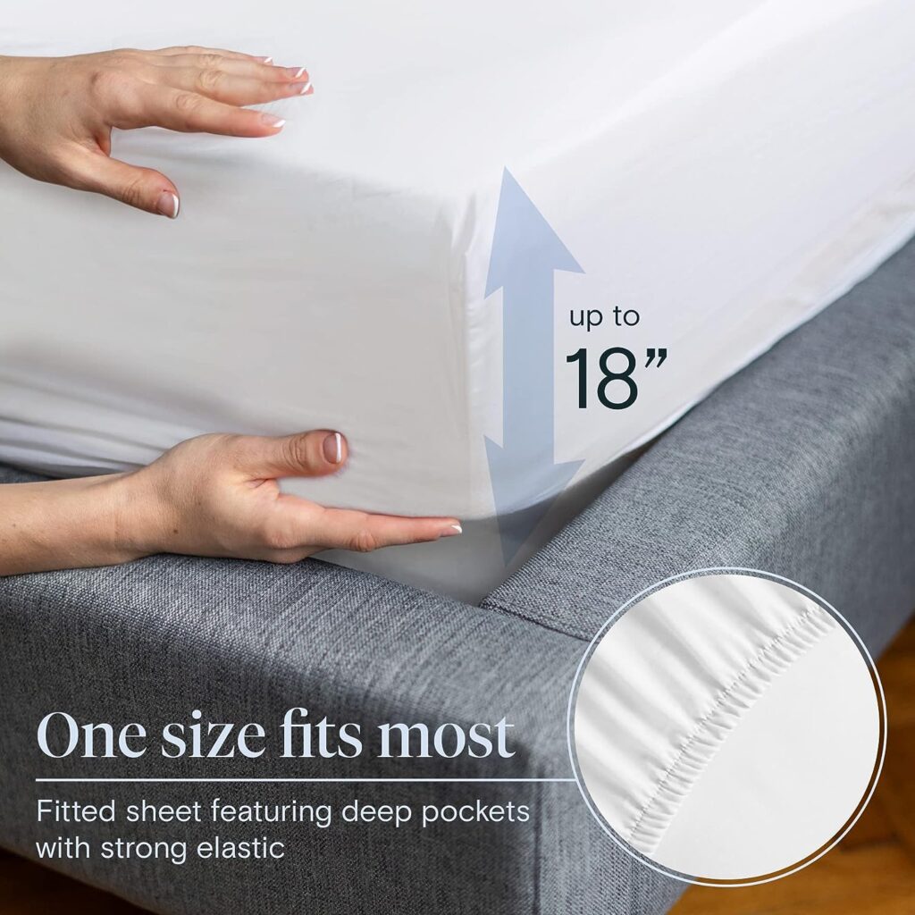 LuxClub 6 PC King Size Sheet Set Bed Sheets Deep Pockets 18 Eco Friendly Wrinkle Free Cooling Bed Sheets Machine Washable Hotel Bedding Silky Soft - White King