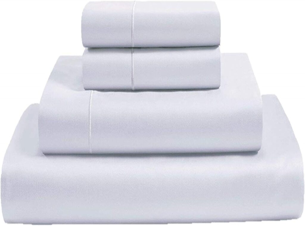 MyGiza Sheets,100% Giza Egyptian Cotton Sheets-Queen Size Giza Cotton Sheets Set to Fit Upto 18 Inches Deep Mattress (4 Pcs) White