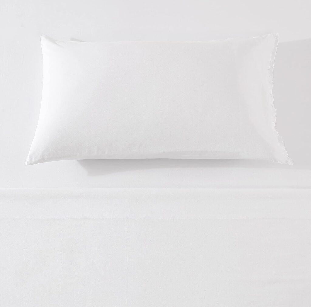 Shabby Chic® - Full Sheets, Soft  Breathable Organic Cotton Bedding Set, Vintage-Inspired Home Decor with Ruffled Pillowcases (Solid White, Full)