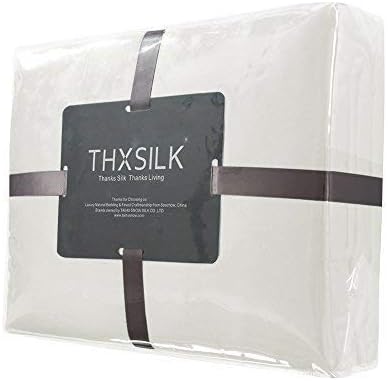 THXSILK Silk Sheet Set 4 Pcs, 7A+ Silk Bed Sheets, Luxury Bedding Sets -Ultra Soft, Durable-100% Top Grade Mulberry Silk, King Size, White