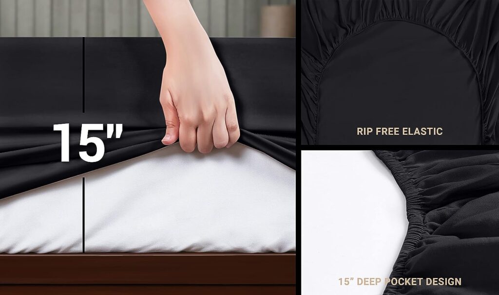 Utopia Bedding Queen Bed Sheets Set - 4 Piece Bedding - Brushed Microfiber - Shrinkage and Fade Resistant - Easy Care (Queen, Black)