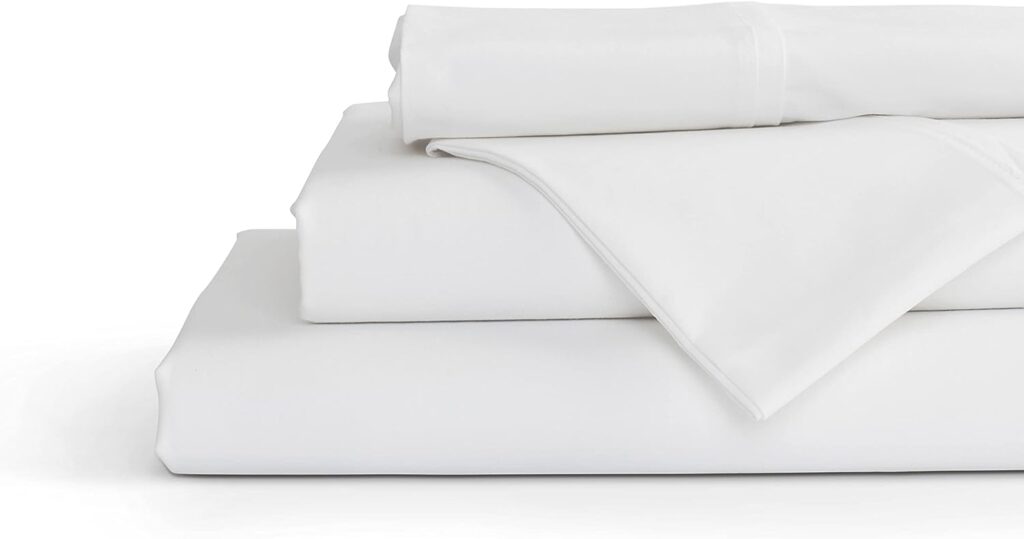 100% Cotton Percale Sheets Twin Size, White, Deep Pocket, 3 Pieces Sheet Set - 1 Flat, 1 Deep Pocket Fitted Sheet and 1 Pillowcase, Crisp Cool and Strong Bed Linen