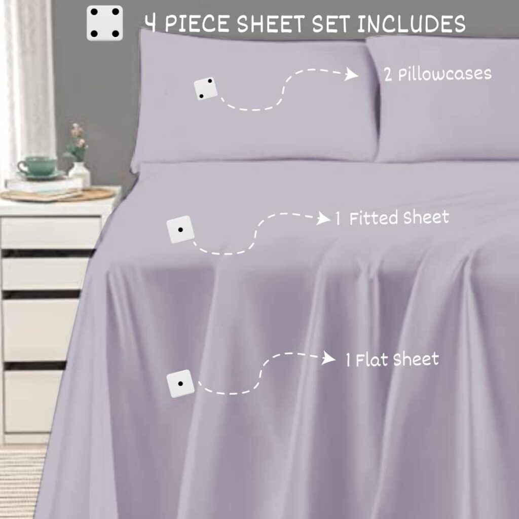 Twin-XL Sheets Extra Deep Pockets 15 Inch 500 Thread Count 4 Piece Sheet Set 100% Cotton Sheet Set Lavender solid Sheet,Long Staple Cotton Bedsheet and Pillow Cover,Sateen Finish,Soft,Breathable