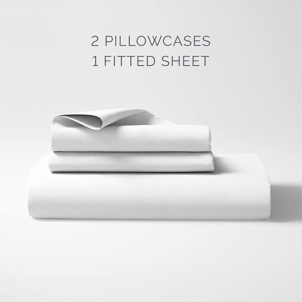 Natemia Queen Size Fitted Sheet Set - Organic Cotton Jersey - 60 x 80 Inches Fitted Sheet for Queen Mattress up to 18 Inches and 2 Pillowcases