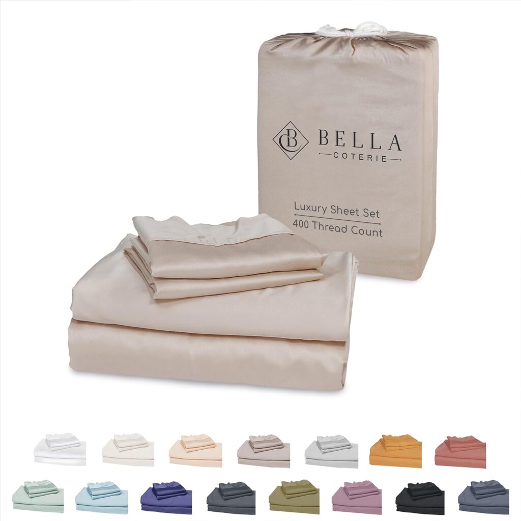 Bella Coterie Split King Bamboo Sheet Set | Organically Grown | Ultra Soft | Cooling for Hot Sleepers | 18 Deep Pocket | Viscose Made from Bamboo [Dune]