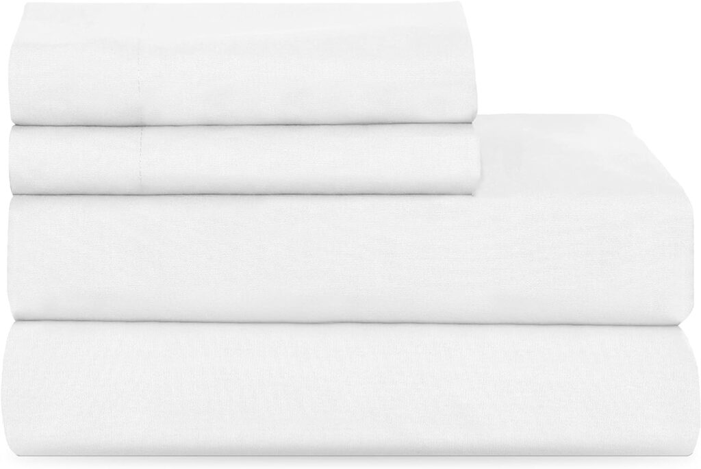 Martex 225 Thread Count Cotton Rich 4 Piece Full Bed Sheet Set - Full Sheet Set - 1 Fitted Sheet, 1 Flat Sheet, 2 Pillowcase - Hotel Quality - Super Soft - White Sheet Set (Full, White)