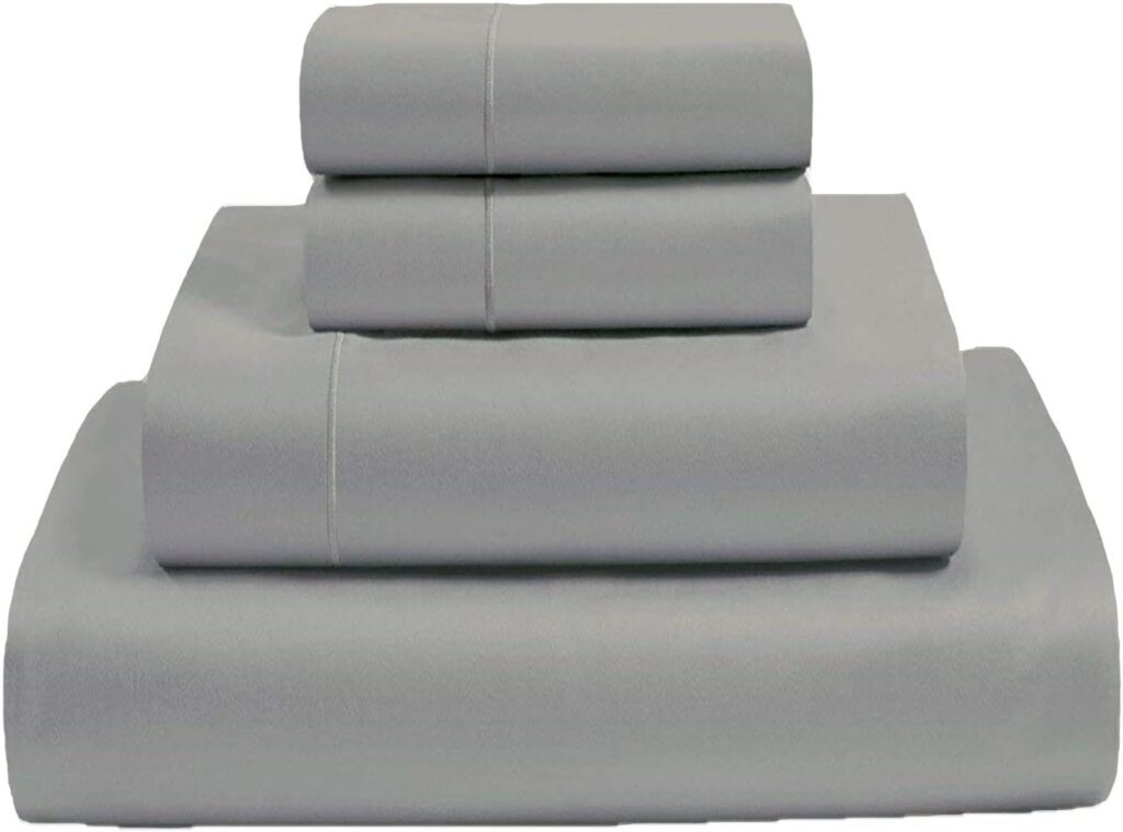 MyGiza Sheets,100% Giza Egyptian Cotton Sheets-King Size Giza Cotton Sheets Set to Fit Upto 18 Inches Deep Mattress (4 Pcs) Silver Grey