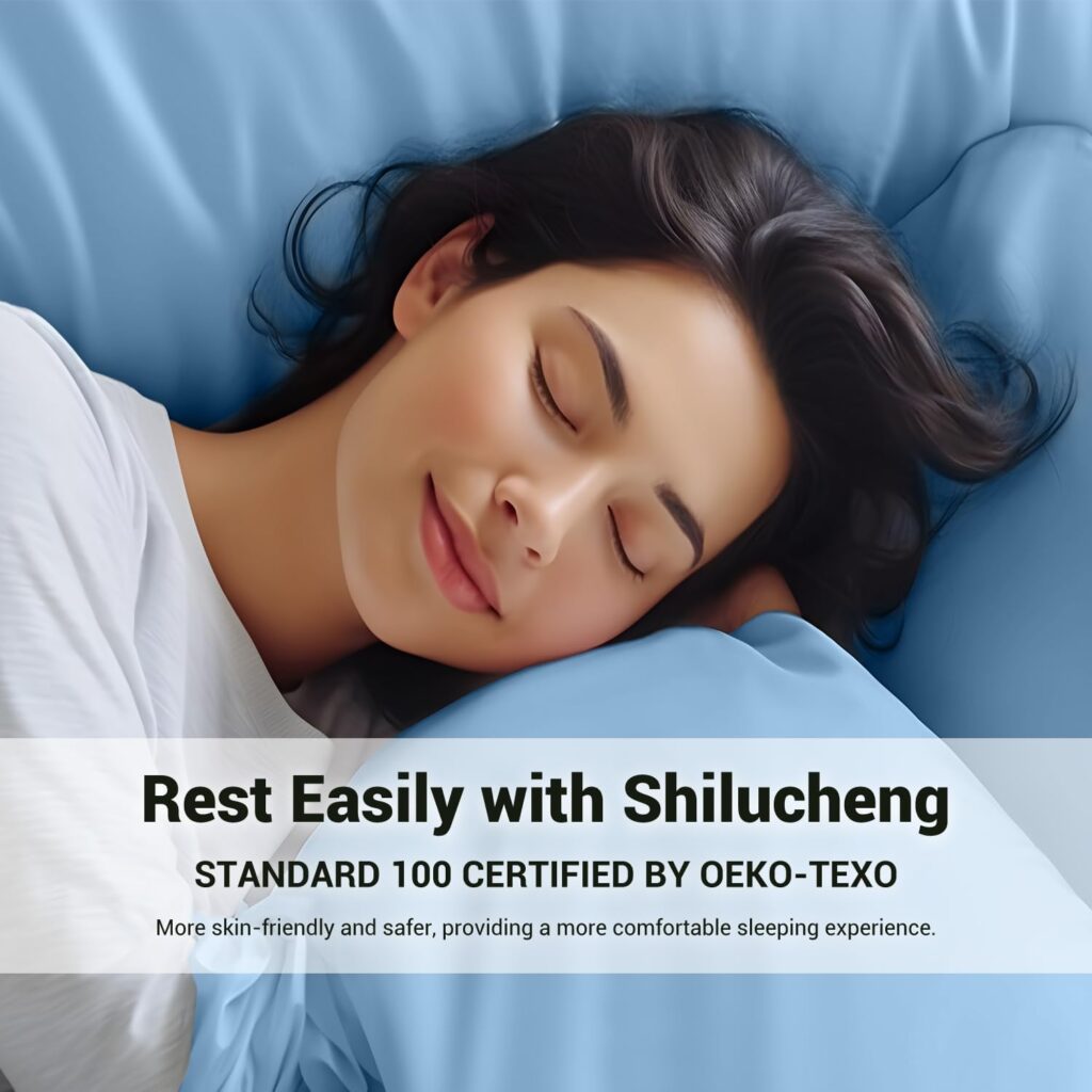 Shilucheng Cooling Breathable Bamboo_ Bed Sheets Set - Queen Size,1800 Thread Count Super Silky Soft with 16 Inch Deep Pocket, Machine Washable, 4 Piece (Queen,Coral)