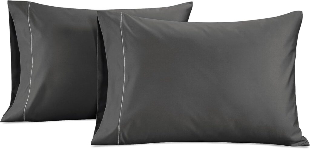 LANE LINEN 100% Egyptian Cotton Pillow Covers, Pillow Cases King Size Set of 2, Fits King Size Pillows, Premium 1200 Thread Count Sateen King Size Pillowcases, Soft  Breathable - Charcoal