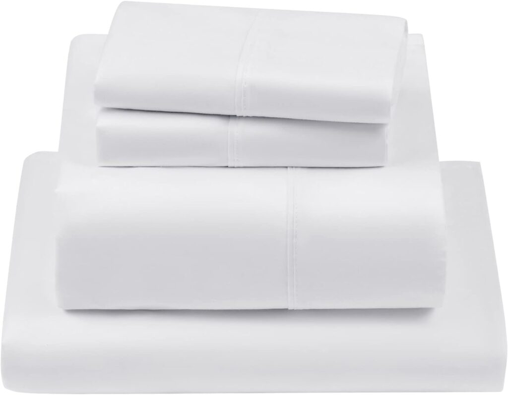 LBRO2M 1000 Thread Count 100% Egyptian Cotton Sheets Set California King,Bed Sheet 4 Piece Sets,Soft Breathable (White)