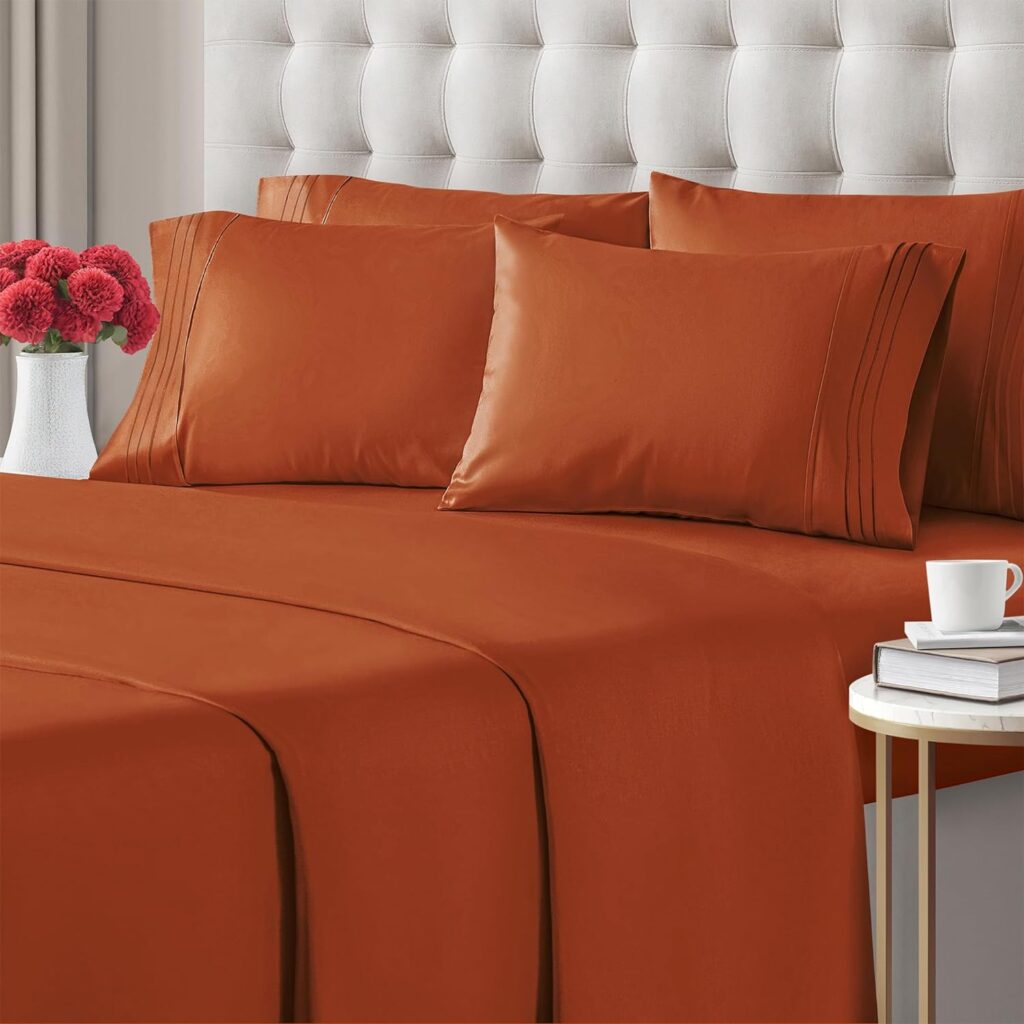 Queen 6 Piece Sheet Set - Breathable  Cooling Bed Sheets - Hotel Luxury Bed Sheets for Women, Men, Kids  Teens - Bedding w/ Deep Pockets  Easy Fit - Soft  Wrinkle Free - Queen Terracotta Sheets