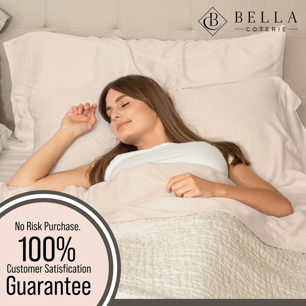 Bella Coterie Luxury Bamboo King Size Sheet Set | Organically Grown | Ultra Soft | Cooling for Hot Sleepers | 18 Deep Pocket | Viscose Made from Bamboo [Champagne]