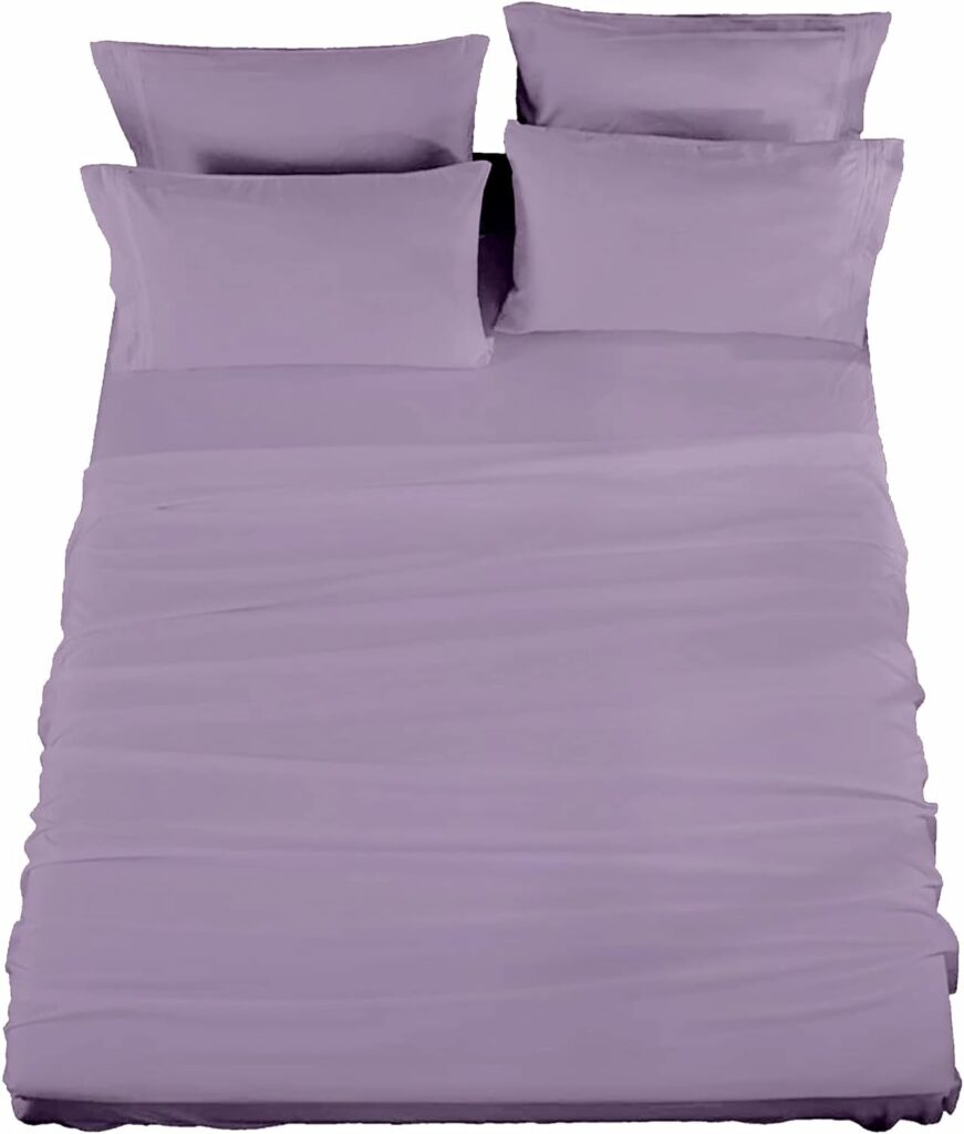 4 Piece Sheet Set, Cotton Rich, 400-Thread Count, Lavender, Queen Sheet Set