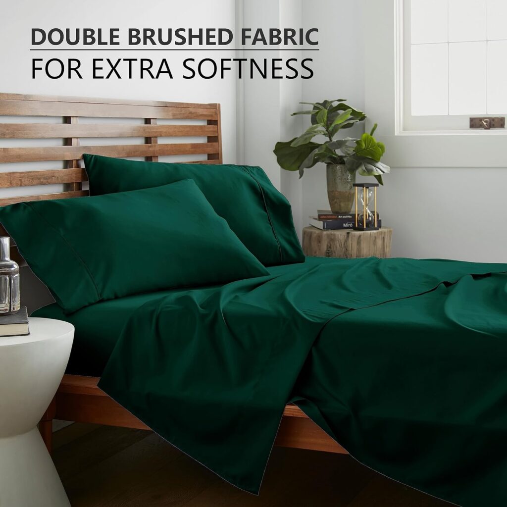 American Home Collection Full Size 4 Piece Sheet Set - Extra Soft Microfiber, Breathable, Wrinkle and Fade Resistant Luxury Bedding - Deep Pockets - Easy Fit - Forest Green Oeko-Tex Sheets