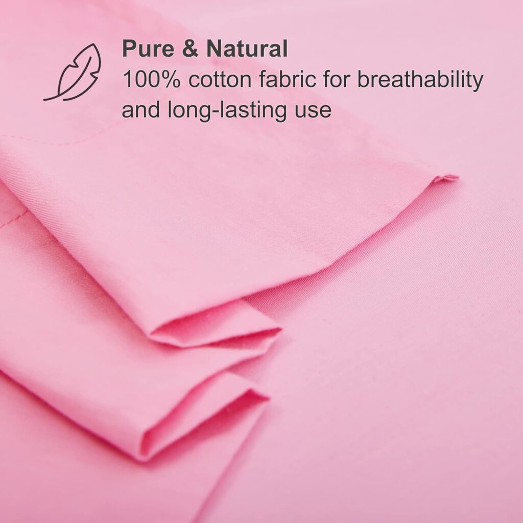 Best Season 400 Thread Count Cotton Twin Size Sheet Set (Pink Color) 3 Piece - 100% Long Staple Cotton Sheets Set, Soft Cotton Bed Sheets Sets with Deep Pocket fit Up to 16 inch