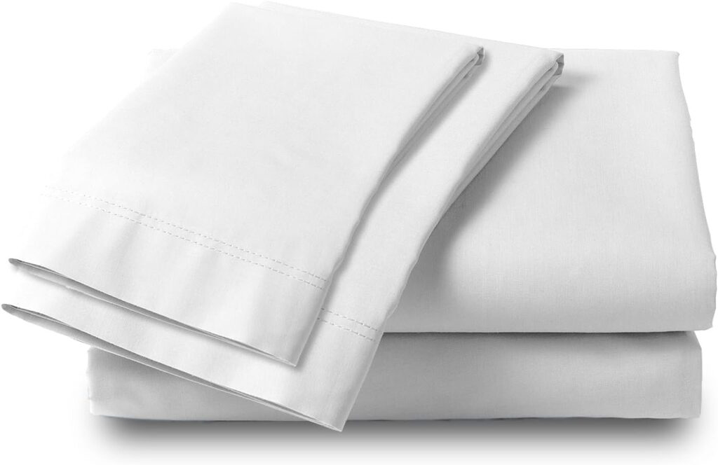 Color Sense 100% Cotton King Size Sheet Set Snow, Percale Weave King Bed Sheets Set, Comfy  Breathable King Bedding Set, Cool  Crisp King Cotton Sheets, Fits Upto 16 Deep Pocket - White