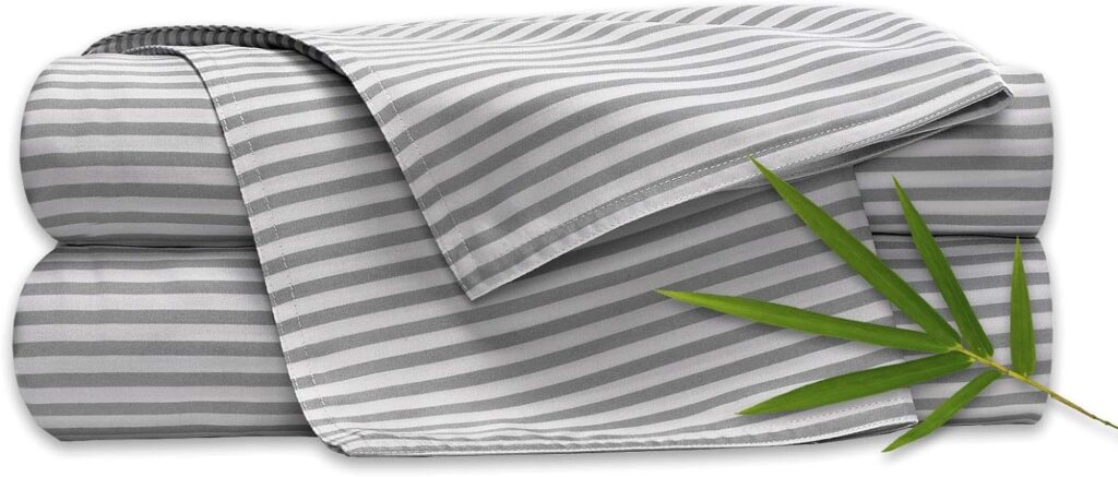 Pure Bamboo Queen Bed Sheet Set, Genuine 100% Organic Viscose Derived from Bamboo, Luxuriously Soft  Cooling, Double Stitching, Lifetime Quality Promise (Queen, Sea Glass)