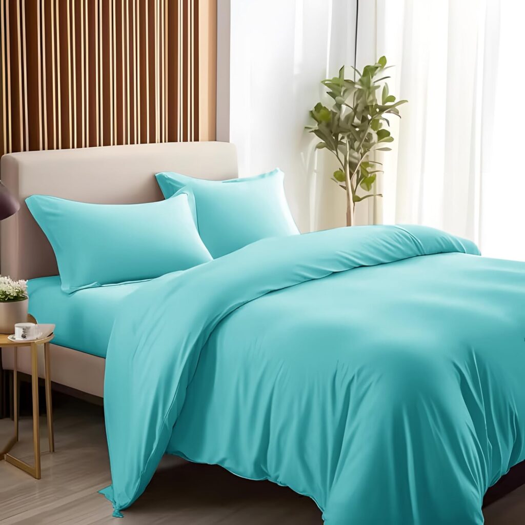 SONORO KATE 600 Thread Count Cotton Sheets, Cooling Luxury 100% Egyptian Cotton Bed Sheets 4 Piece, Soft Breathable and Sateen Weave, 16 Deep Pocket (Seafoam, California King)