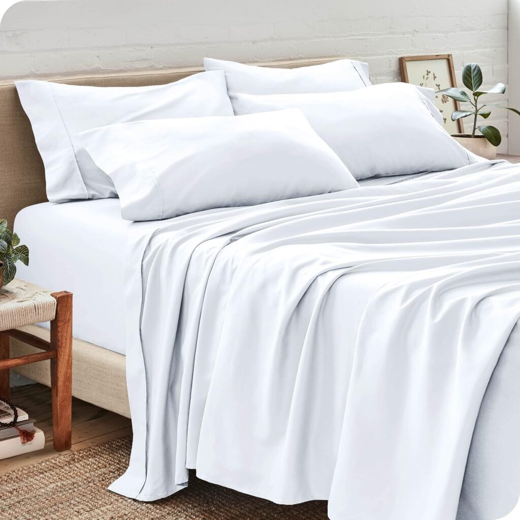 Bare Home Twin XL Sheet Set - Hotel Luxury Bed Sheets - Extra Soft 4 Piece Set - Deep Pockets - Easy Fit - Cooling  Breathable - Wrinkle, Fade, Stain Resistant - 2 Pillowcases (Twin XL, White)