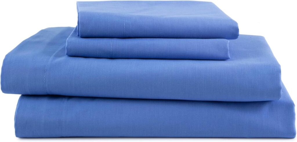 3 Piece Twin Sheets Set | Twin Bed Sheets Set – Light Weight, Soft Breathable Sheets | Brushed Cotton Rich Blend | Secure-Fit, Wrinkle Resistant, Durable, Easy Care Bed Sheets | Comfy Sheets | Blue