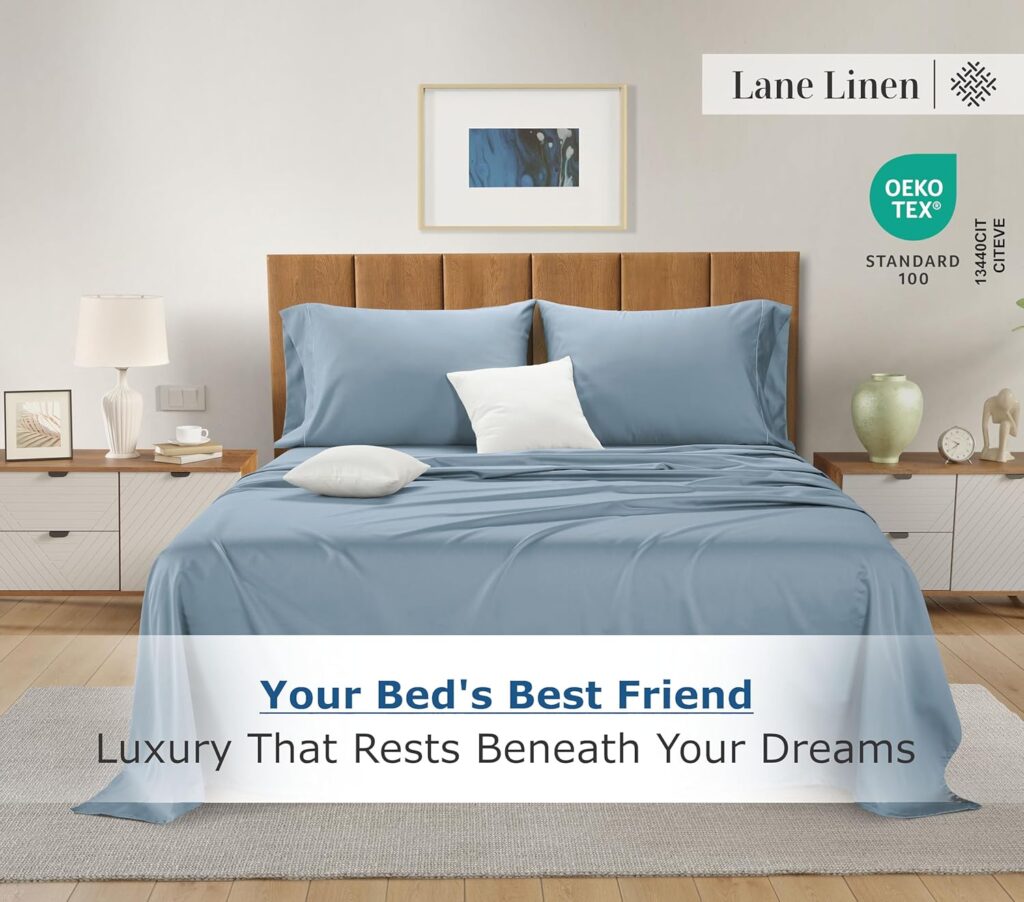 LANE LINEN 100% Egyptian Cotton White Sheets Full Size - 1500 TC, 4 Piece Set - Premium Sateen Weave Cotton Full Sheet Sets - 15 Deep Pocket Full Size Sheets Set - White Bed Sheets