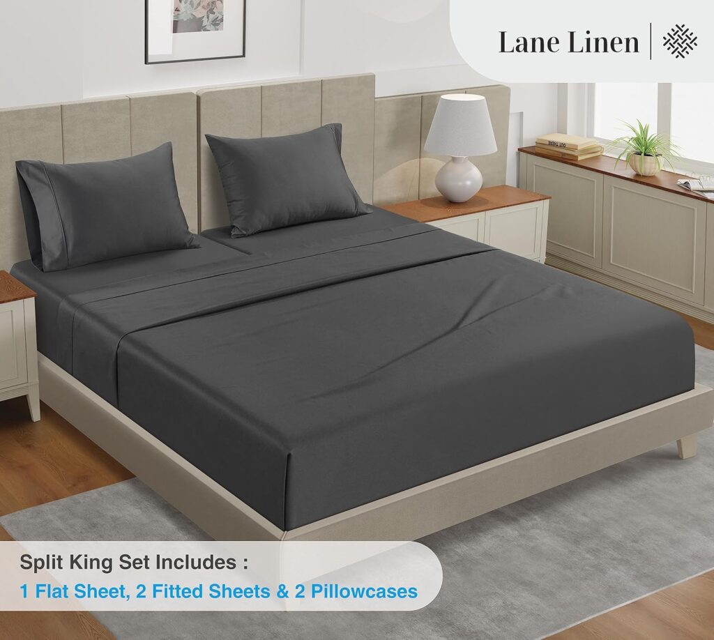 LANE LINEN 450 TC Queen Sheet Set, 100% Cotton Sheets for Queen Size Bed, Cooling Sheets Queen Size, Soft and Breathable Bed Sheets Queen, Deep Pocket Queen Sheets - White Queen Sheets