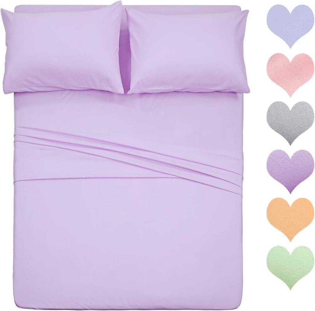 Best Season Cotton Queen Size Sheet Set (Lavender Color) 4 Piece - 100% Cotton Sheets Set, Soft Cotton Bed Sheets Sets with Deep Pocket fit Upto 16 inch