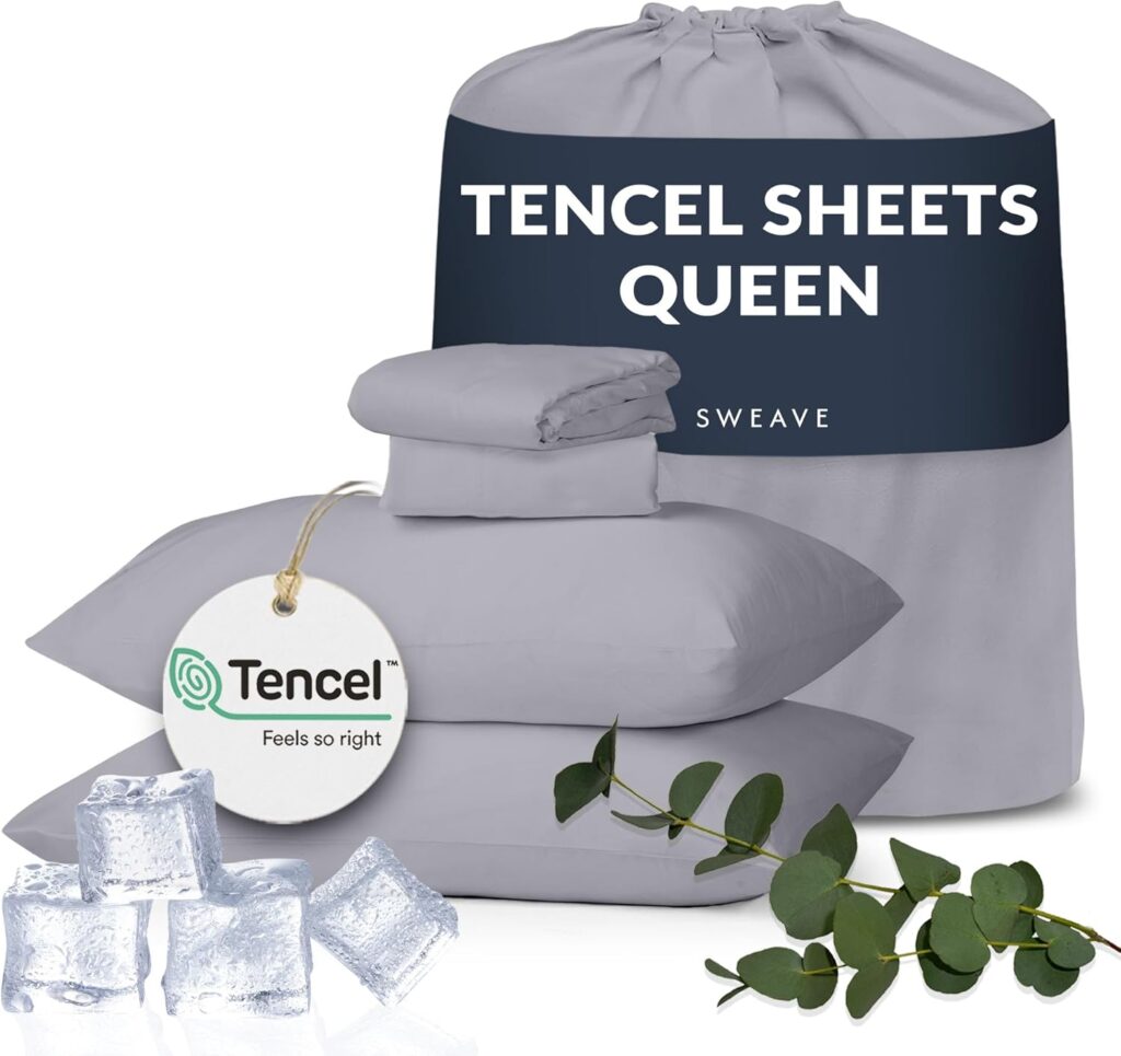 Eucalyptus Sheets Queen Size - The Only Tencel Sheets in a Percale Weave Resulting in Far Superior Cooling, Temperature Regulation, Breathability, and Matte Finish - Softer Than Silk