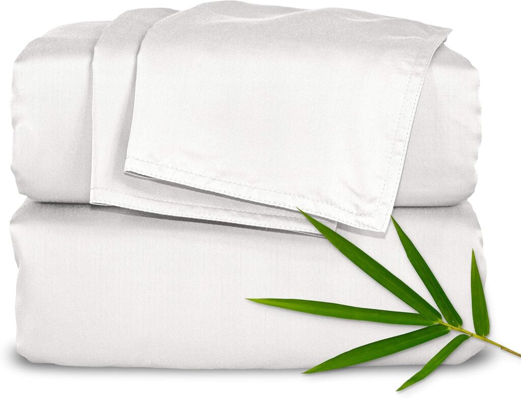 King Sheets by Pure Bamboo, Genuine 100% Organic Viscose Derived from Bamboo Bed Sheet Set, Luxuriously Soft  Cooling, Double Stitching, Lifetime Quality Promise (King, White)