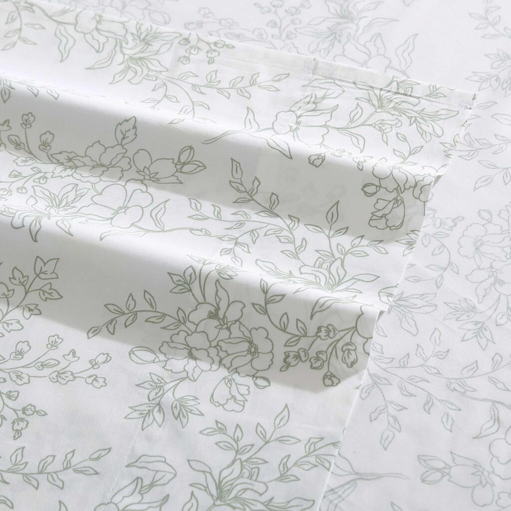 Stone Cottage - Queen Sheet Set, Premium Cotton Percale Bedding Set, Crisp  Cool Floral Home Decor (Hawley Floral Green, Queen)