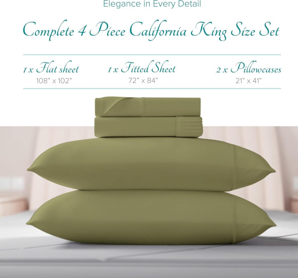 Carressa Linen 100% Egyptian Cotton Sheets Full Size Bed Set - 4 PC 800 High Thread Count Egyptian Cotton Full Sheet Set Sea Foam Soft, Cooling, 16 Deep Pocket Sateen Weave Luxury Hotel Bedsheet