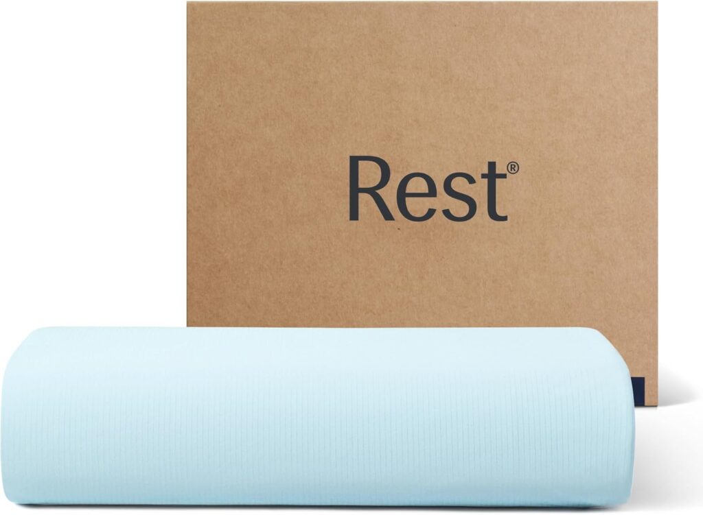 REST® Evercool®+ Flat Sheet Full/Queen Size, Breathable Luxury Bedding for Hot Sleeper and Night Sweats, Bed Sheet with Woven Ionic+ Self Cleaning Silver Yarn for Sensitive Skin, Light Blue