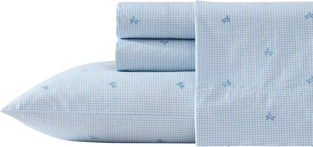 Laura Ashley - Full Sheets, Cotton Percale Bedding Set, Lightweight  Breathable Home Decor (Turtle Gingham Blue, Full)