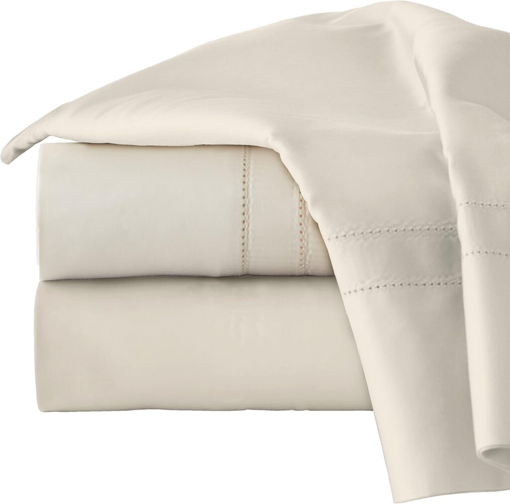 Pointehaven 620 Thread Count 100% Long Staple Cotton Deep Pocket Oversized Super Soft Sateen Sheet Set Queen, Bone