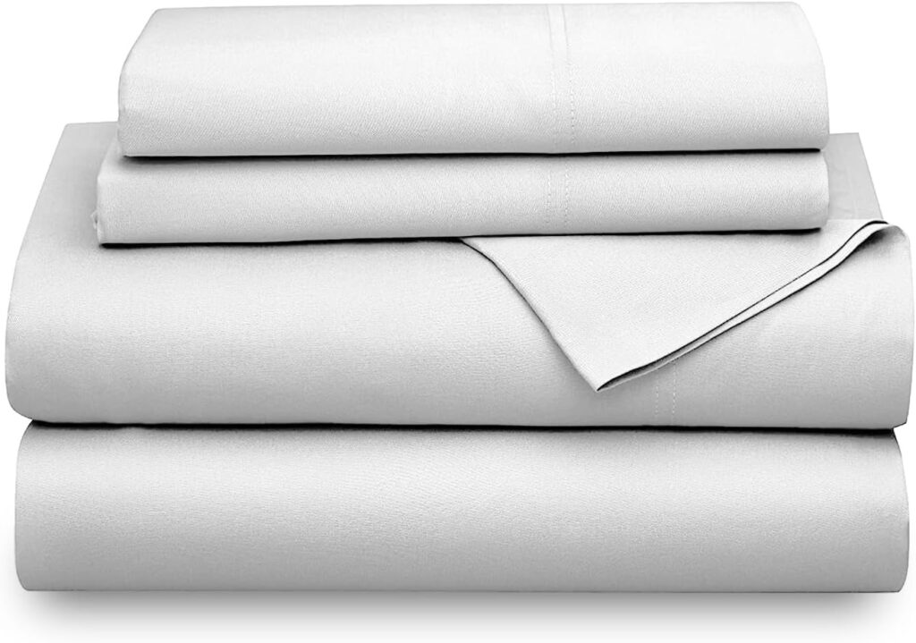 Cotton Blend Snow Sheet Set Queen Size, 1200 Thread Count Ultra Soft Sateen Sheet Set, Hotel Luxury, Moisture Wicking  Wrinkle Resistant, Easy Care Fall Bedding Set