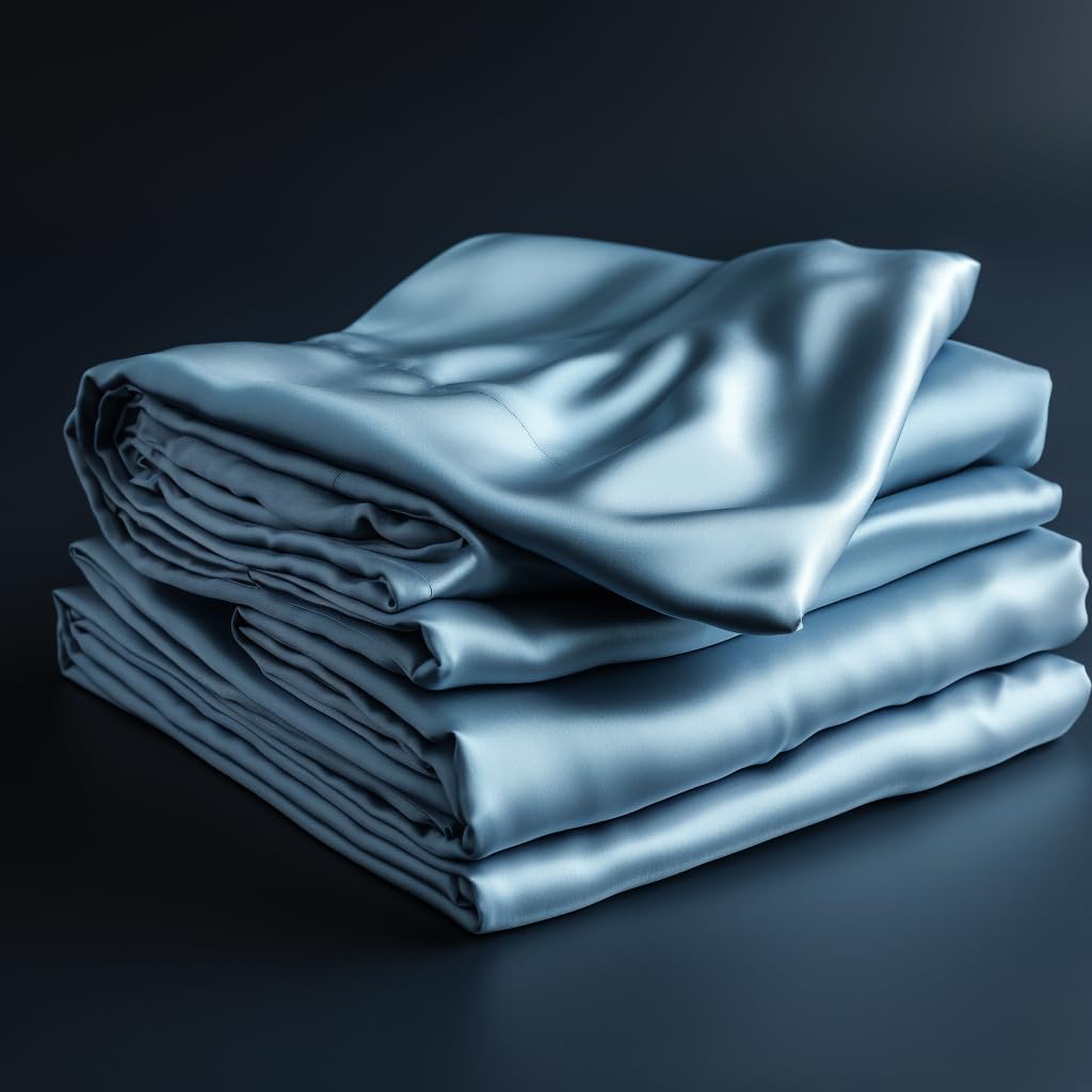 Lunar - Pure 100 Percent Rayon Derived from Bamboo Bed Sheet Set w/Corner Straps, for Hot Sleepers, Soft, Lightweight, Extra Deep Pockets 18” (One Set) (Glacier Blue, Queen)