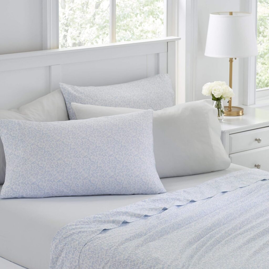 Laura Ashley - Sheet Set, Super Soft Bedding Set with Deep Pocket, Includes Matching Bonus Pillowcases, Floral Home Decor (Jaynie Pink, Queen)